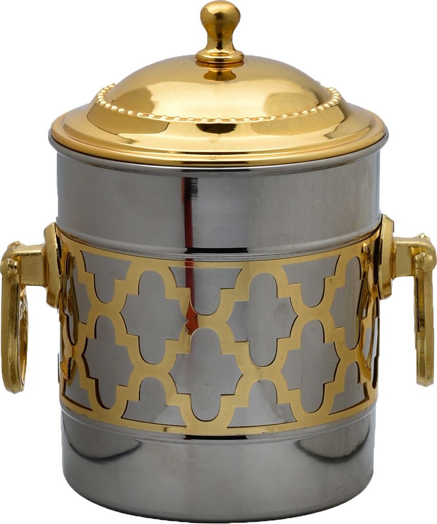 Marrakesch Aesthetic Schmuckschale Behälter mit Deckel aus Edelstahl 15.5cm | Schmuckaufbewahrung als Deko im Wohnzimmer Schlafzimmer auf dem Schm...