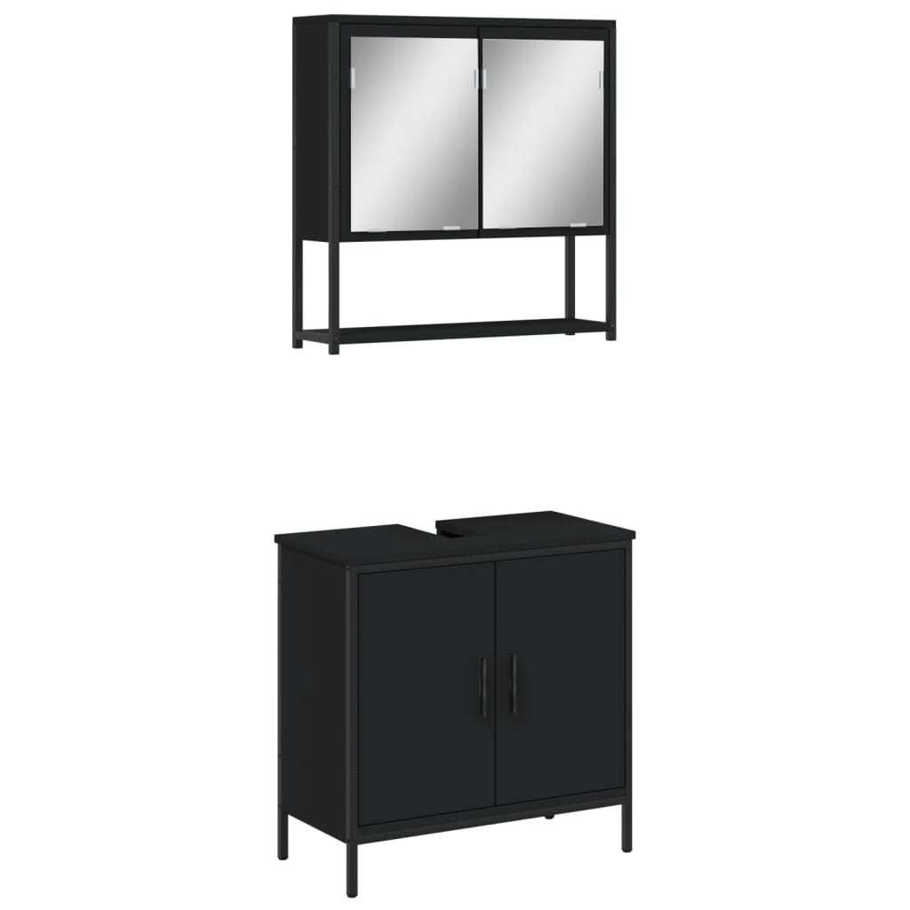 vidaXL 2-tlg. Badmöbel-Set Schwarz Holzwerkstoff