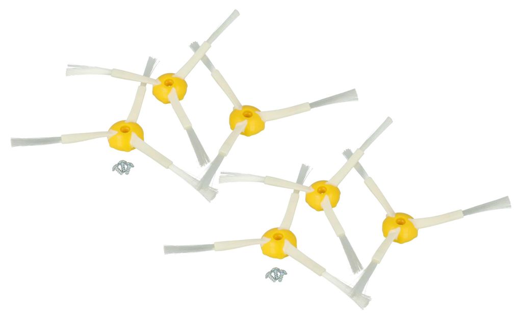 vhbw 6x Seitenbürste kompatibel mit iRobot Roomba 532, 500, 510, 520, 534, 535, 540, 500-Serie, 530, 531 Saugroboter - Reinigungsbürsten Set, weiß