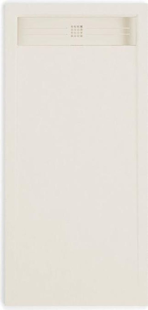 Mineralguss-Duschwanne extra flach ELITE Schieferoptik BEIGE 90x200cm Edelstahl in gleicher Farbe