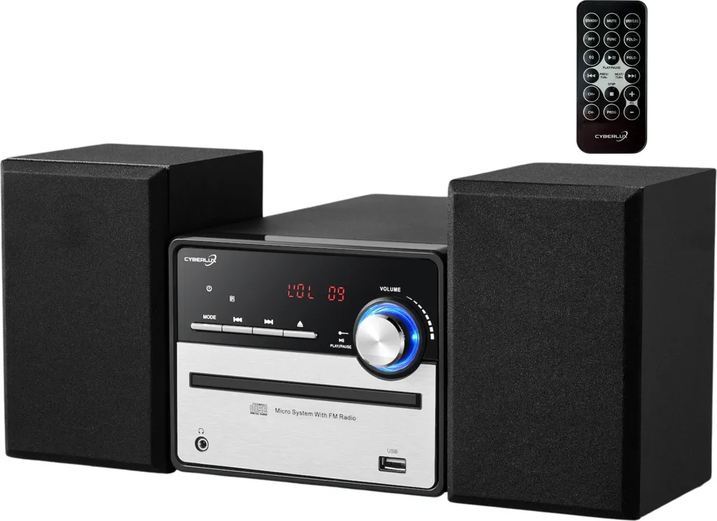 Chaîne stéréo compacte Cyberlux avec port USB et enceintes détachables