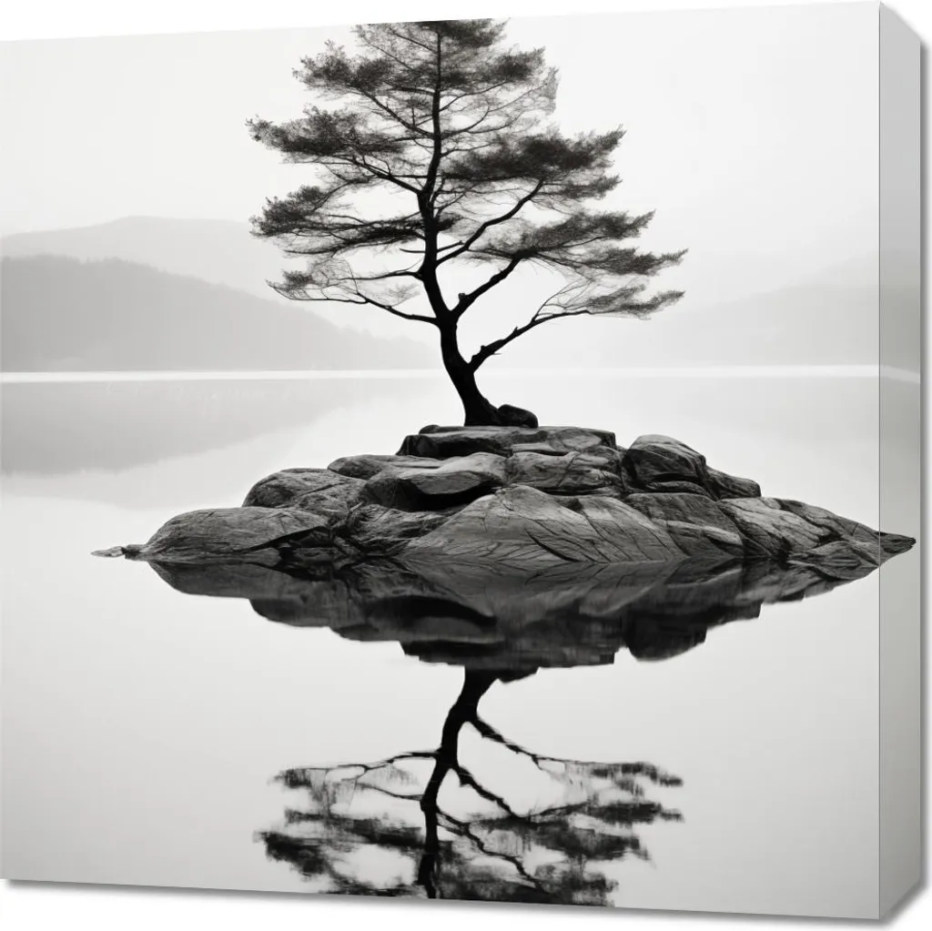 Déco Murale Arbre Solitaire 60x60 : Habillez vos Murs Blancs avec Style