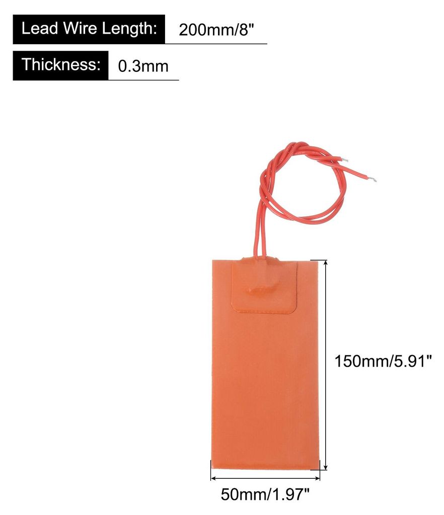Silikon-Heizmatte, 12V 30W Heizfolie Flexible Heizplatte 150mmx50mm Heizmatte fš¹r konstante Temperatur
