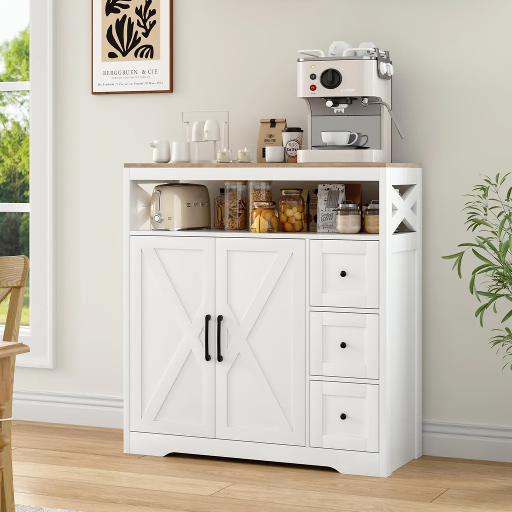 Buffet scandinave écologique en MDF - 3 tiroirs et montage facile rapide