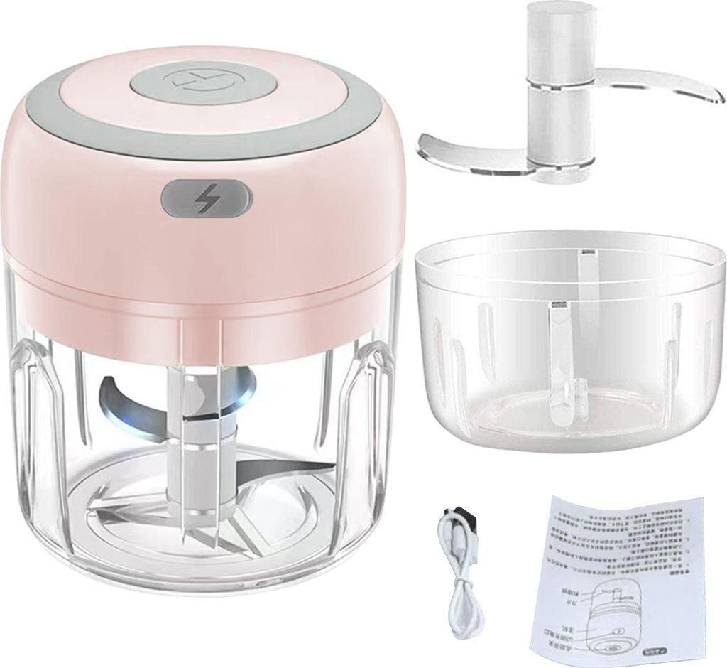 Wiederaufladbarer Knoblauchzerkleinerer, 100/250 ml, Mini-Küchenmaschine für Gemüse, Obst, Nüsse, Fleisch, Ein-Knoblauch-Tonmaschine