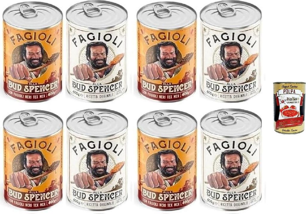 Fagioli alla Bud Spencer Testpaket Tex Mex und Borlotti, Bud Power- Bud-Spencer-Tex Mex Bohnen fertig zum Probieren 8 x 400gr + Italian Gourmet pol...