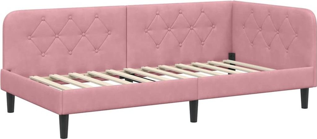 vidaXL Eckbettgestell Rosa 90 x 190 cm Samt