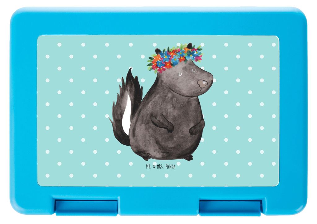 Mr. & Mrs. Panda Bentobox Stinktier Mädchen - Türkis Pastell - Geschenk, Essensdose, Bento Box, Namaste, Lunchbox, Raubtier, Yoga, Stinki, Snackb...
