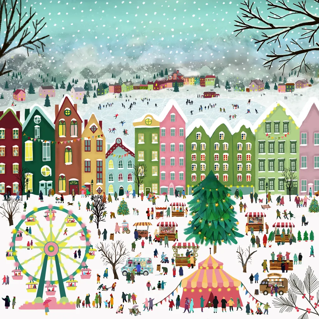 Puzzle 1000 pièces illustré Noël - Qualité premium Pieces & Peace