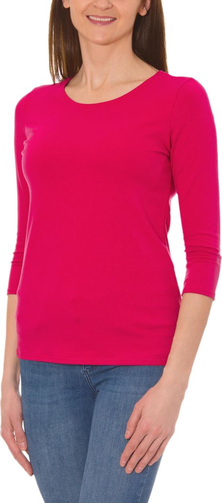 Alkato Damen Shirt 3/4 Arm mit Rundhals, Farbe: Amarant, Größe: 3XL