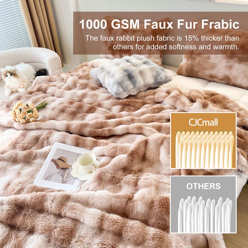 (160*100cm,Kaffee mit Farbverlauf)Doppelseitige Decke Kaninchenfel Plüsch Flauschige Decke,Deckedickes Flanell Multifunktionale Sofadecke Weic...