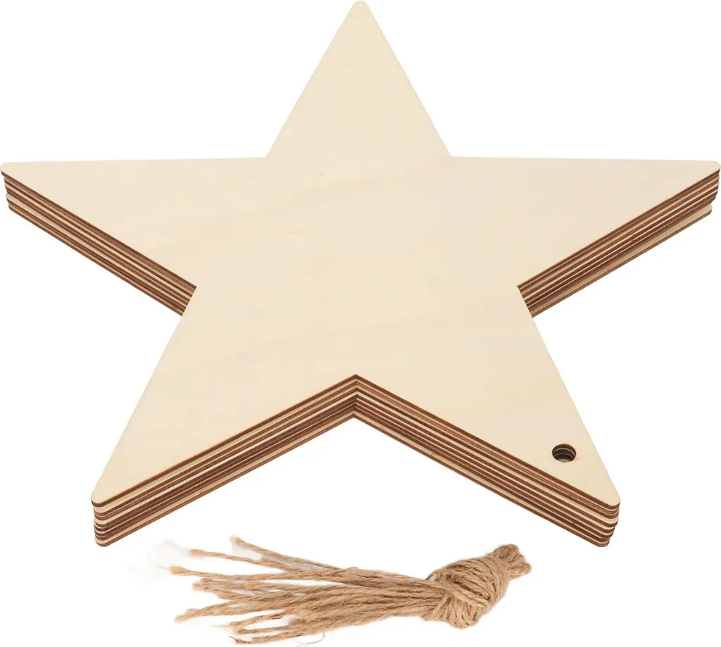 Ornamenti Stella Legno Vintage 8 pz - Decorazioni Natalizie Retrò