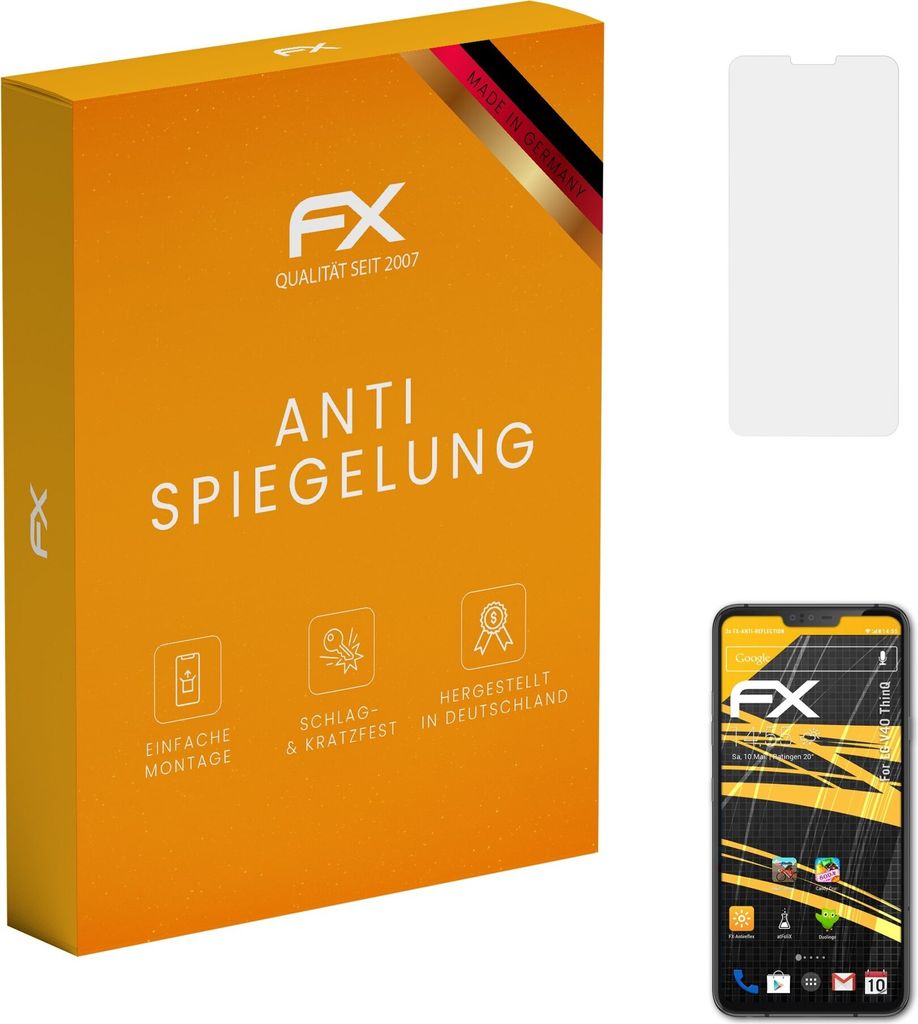 atFoliX FX-Antireflex 3x Schutzfolie kompatibel mit LG V40 ThinQ Displayfolie