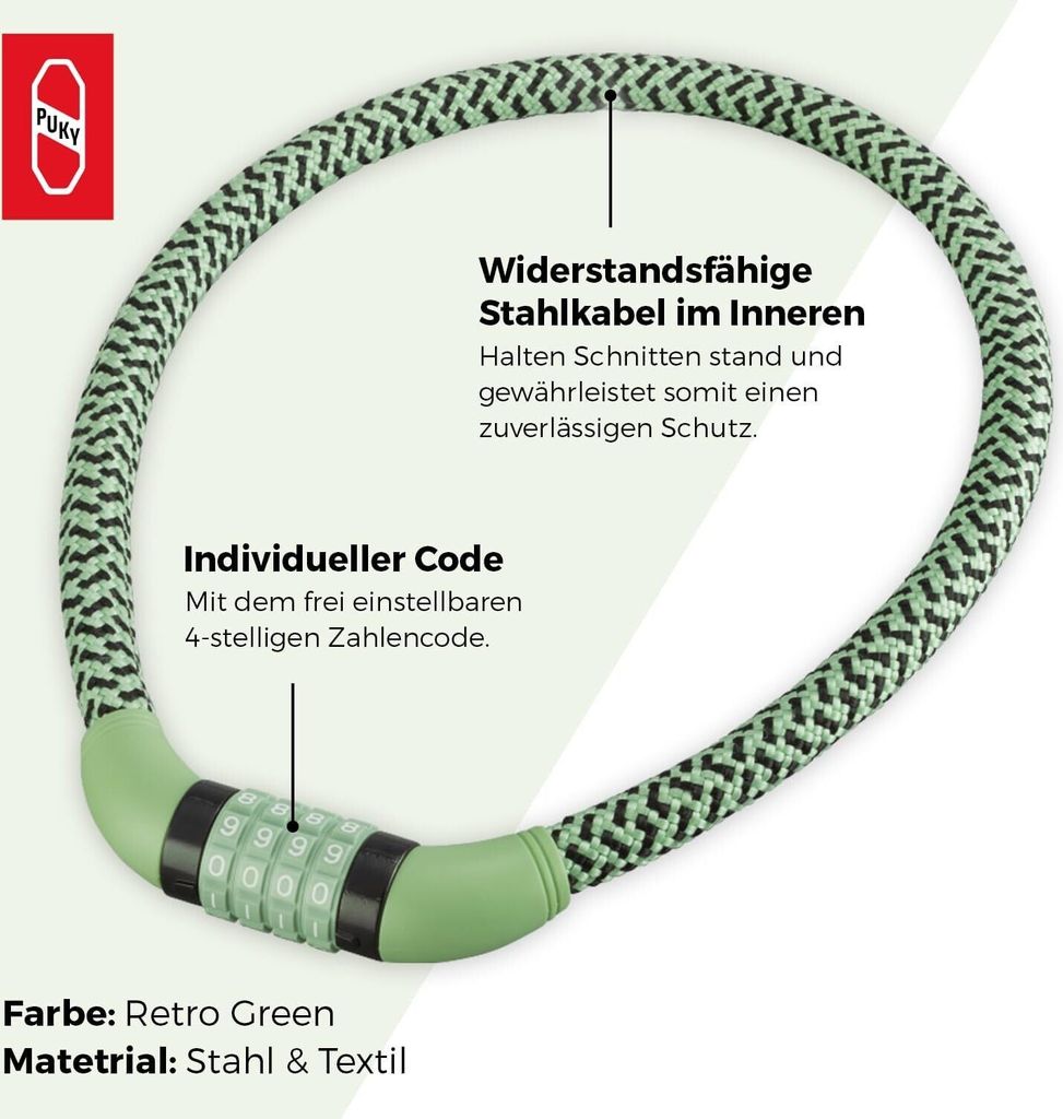 Puky Lockstar Kabelschloss, Farbe:retro green Produktbild 5