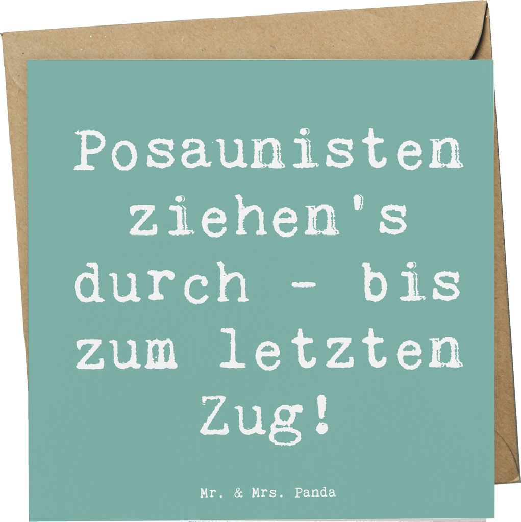 Mr. & Mrs. Panda Grußkarte Spruch Trombone Durchzieher - Meeresbrise - Geschenk, Zugmechanismus, Lernen, doppelkarte, anlasskarte, Musiker, Musizi...