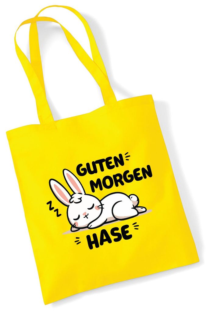 Huuraa Jutebeutel Guten Morgen Hase 10 Liter Yellow Baumwolle Tasche Geschenkidee