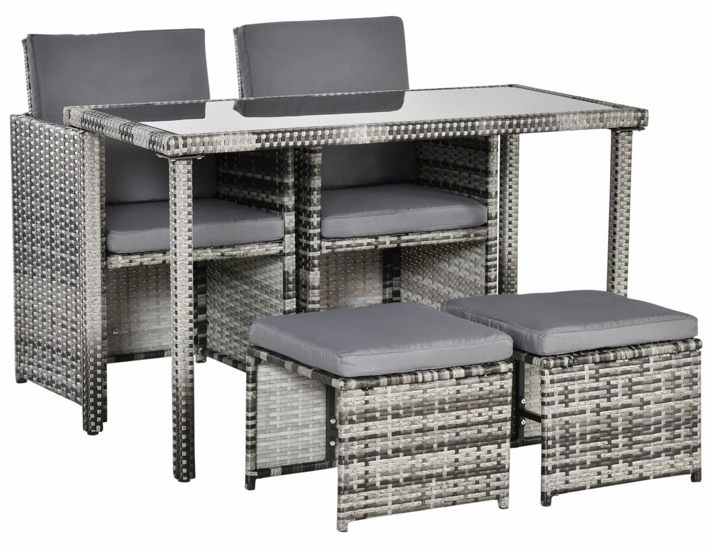 Outsunny Polyrattan Sitzgruppe Gartenset Garnitur 5 tlg. Produktbild 
