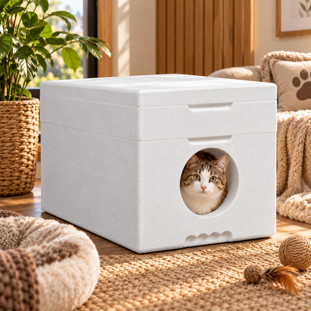 QLS Wetterfestes Katzenhaus aus Styropor - 58x38 cm Produktbild 