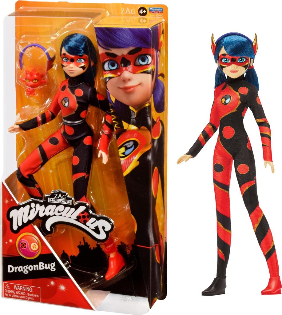 BANDAI - Miraculous Ladybug - Puppe - Dragon Bug - Ankleidepuppe mit Gelenken 26 cm - Superhelden-Puppe - P50010
