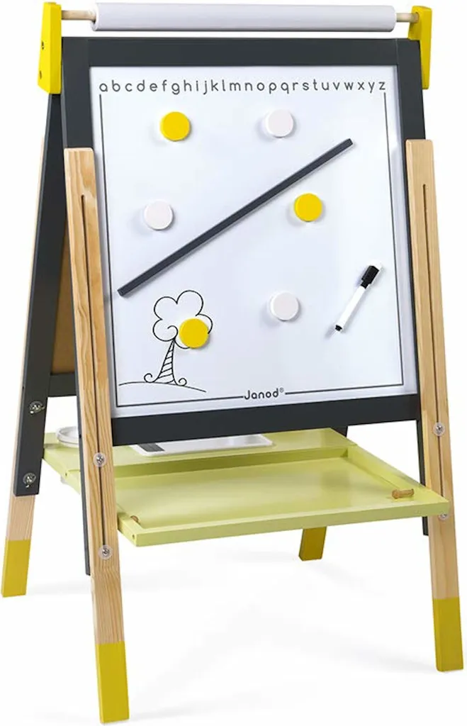 Tableau Double Face Réglable Janod - Ardoise et Magnétique Gris Jaune - 3