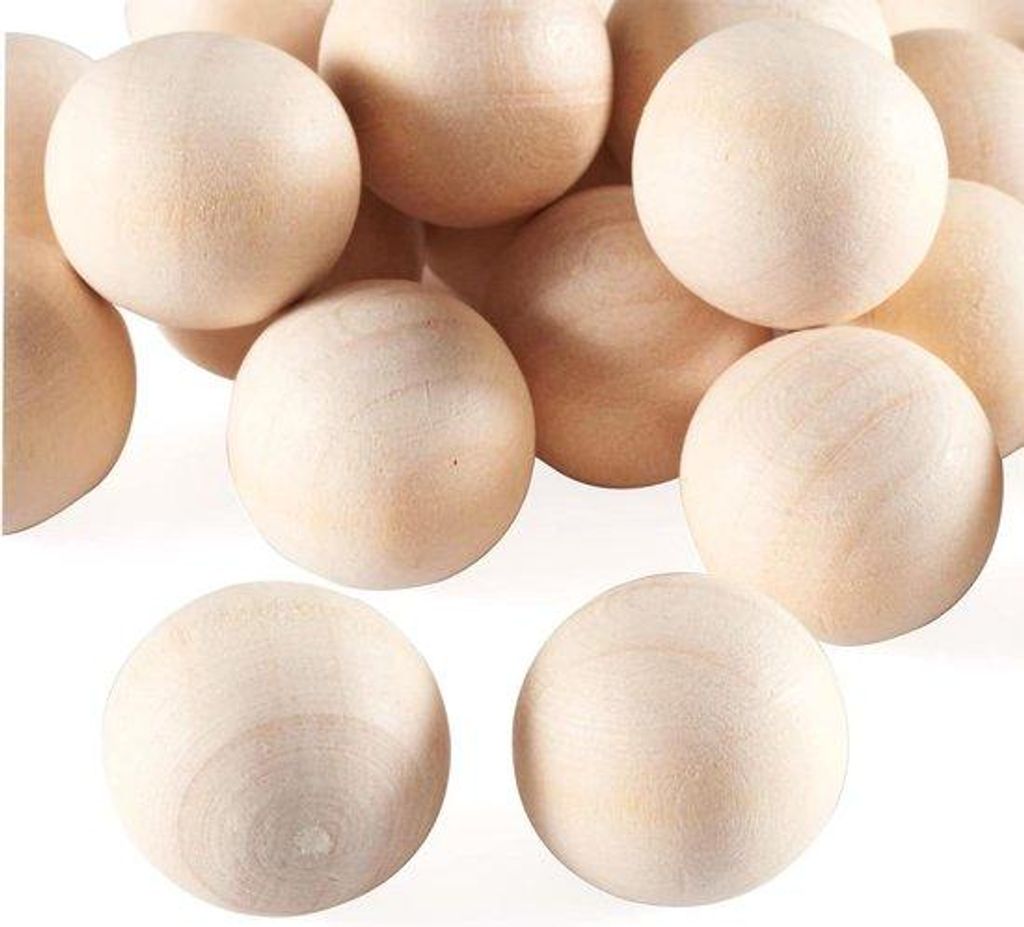 Naturrunde Holzperlen 19-20mm ohne Bohrung – lose Holzball Spacer Perlen für Macrame, DIY-Schmuck und Wohnaccessoires.