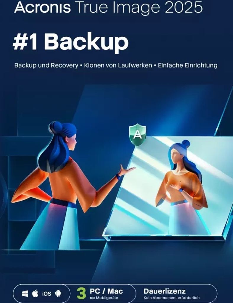 Acronis True Image 2025 | 3 Geräte | Dauerlizenz | Vollversion | Windows/Mac | Download-Version