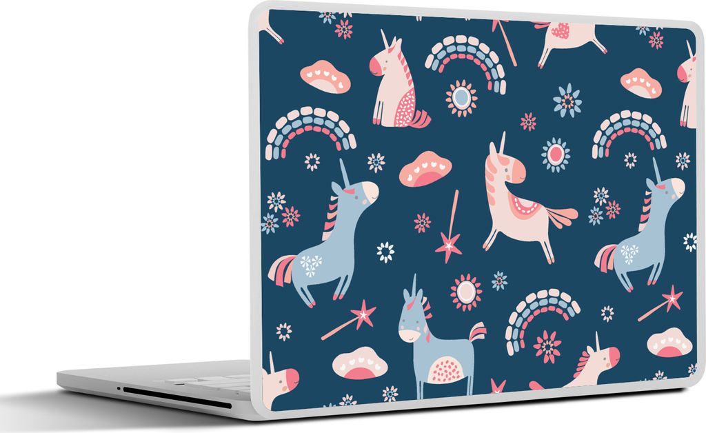 MuchoWow Laptop Aufkleber Sticker Cover Einhorn - Regenbogen - Muster 30x21 cm - Sticker für Laptop - Selbstklebend