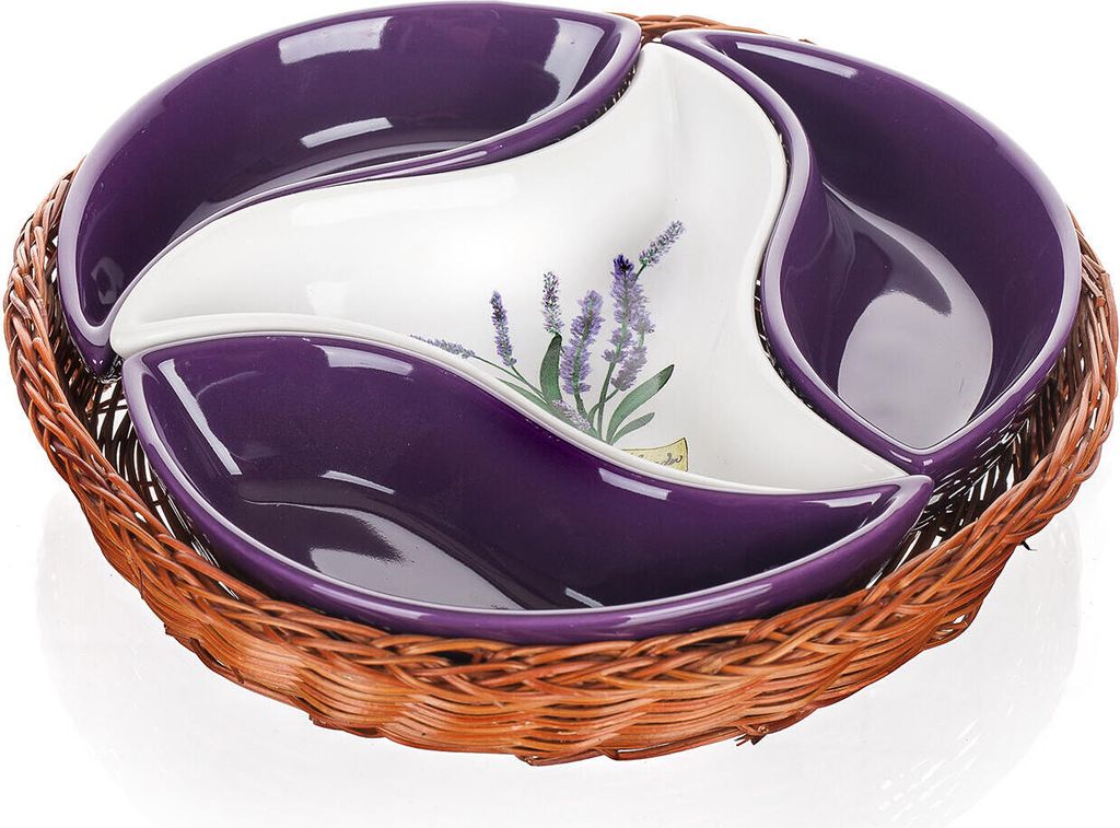 Lavender Keramik Set 4-tlg. mit Korb, Ø23cm