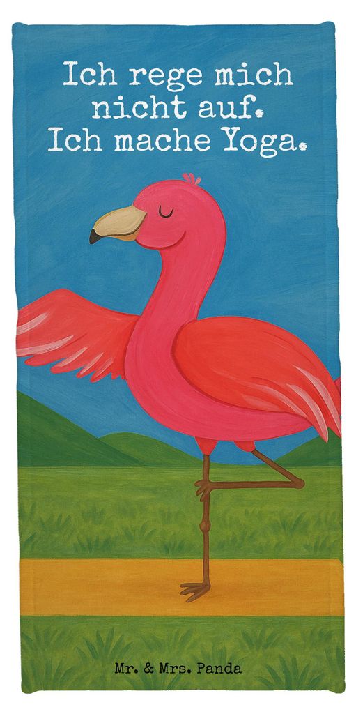 Mr. & Mrs. Panda Strandtuch Flamingo Yoga Design - Weiß - Geschenk, Yogi, Rosa, Handtuch, Reisehandtuch, Badehandtuch, Vogel, Badhandtuch, sportha...