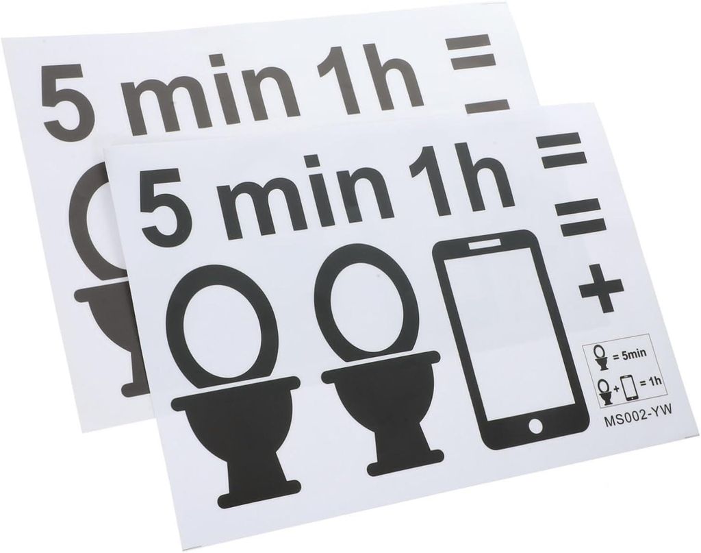 2 Bögen schwarze, wasserfeste, selbstklebende Warnaufkleber für Toilettensitze; praktische Badezimmerdekoration