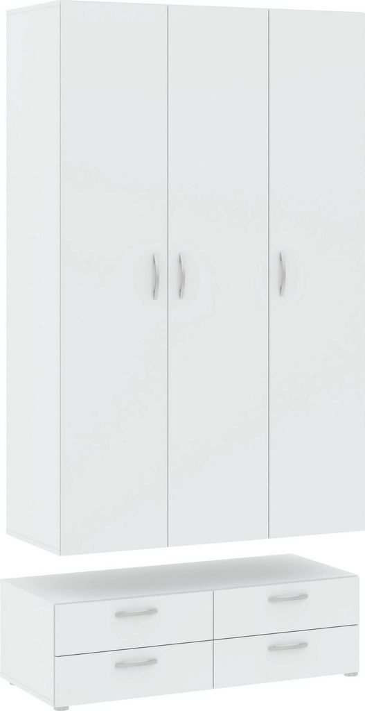 Kleiderschrank 3 Türen Randazzo, Schlafzimmermöbel, Schrank, Garderobe, 111x52 h214 cm, Weiß