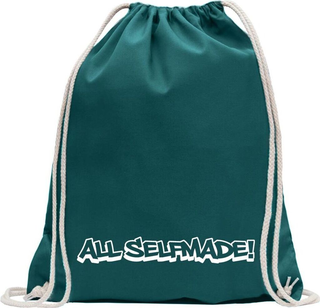 Kiwistar - Turnbeutel - petrol - All selfmade! - Fun Rucksack Sport Beutel Gymsack Baumwolle mit Ziehgurt