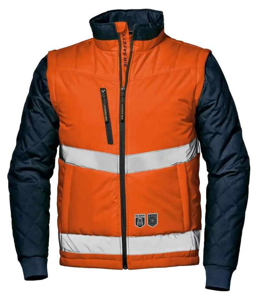 Sir Safety Driver Warnschutzjacke wasserabweisend mit abnehmbaren Ärmeln, S, Hochsichtbar ORANGE/BLAU