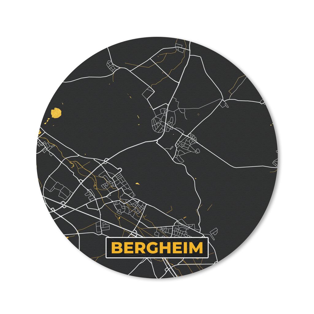 MuchoWow Mauspad Mousepad Deutschland - Schwarz und Gold - Bergheim - Stadtplan - Karte 40x40 cm - Mousepads - Maus Mat - Pad - Mausunterlage - S...