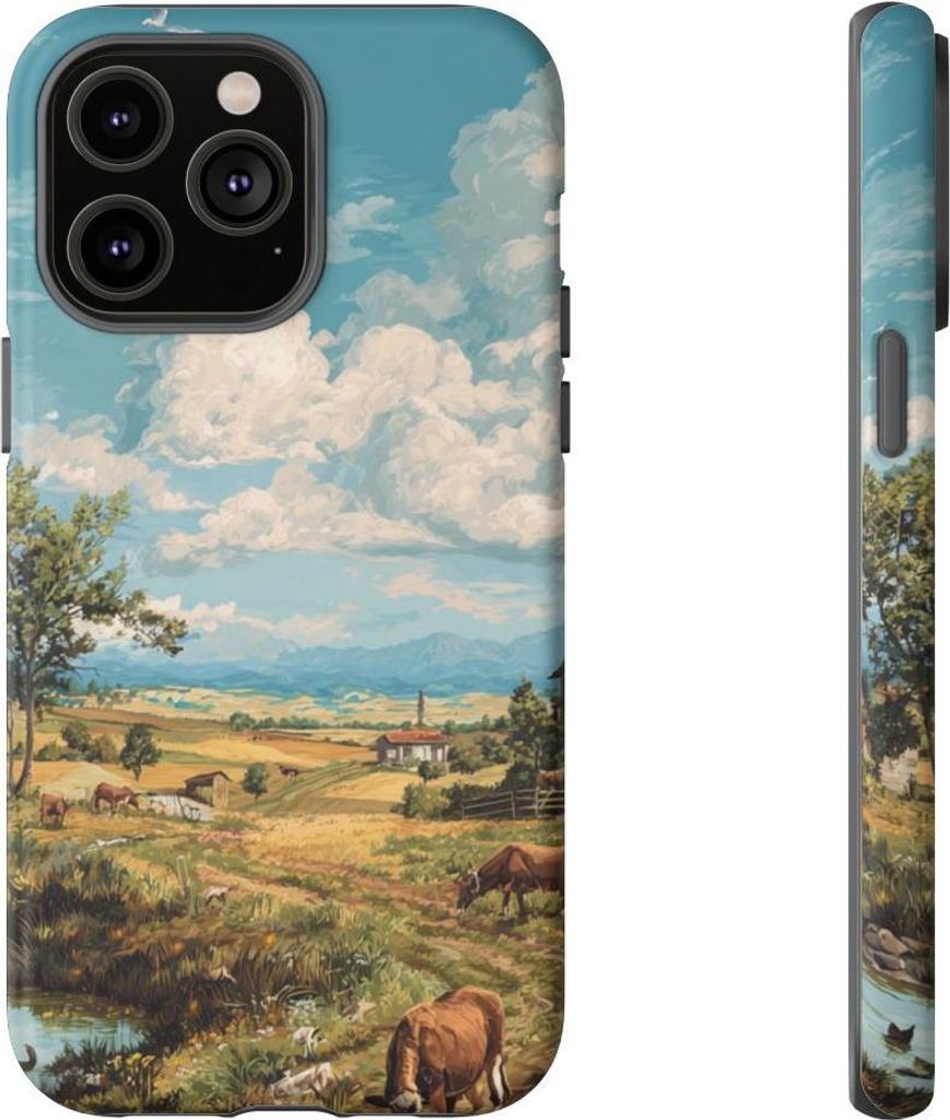 Ländliche Idylle mit Bauernhoftieren – Hülle Kompatibel mit iPhone 14 Pro Max