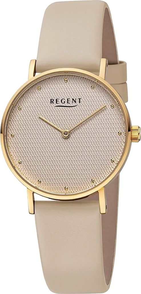 Regent Leder Damen Uhr Armbanduhr Quarz hellbraun Lederarmband D2UR2152580