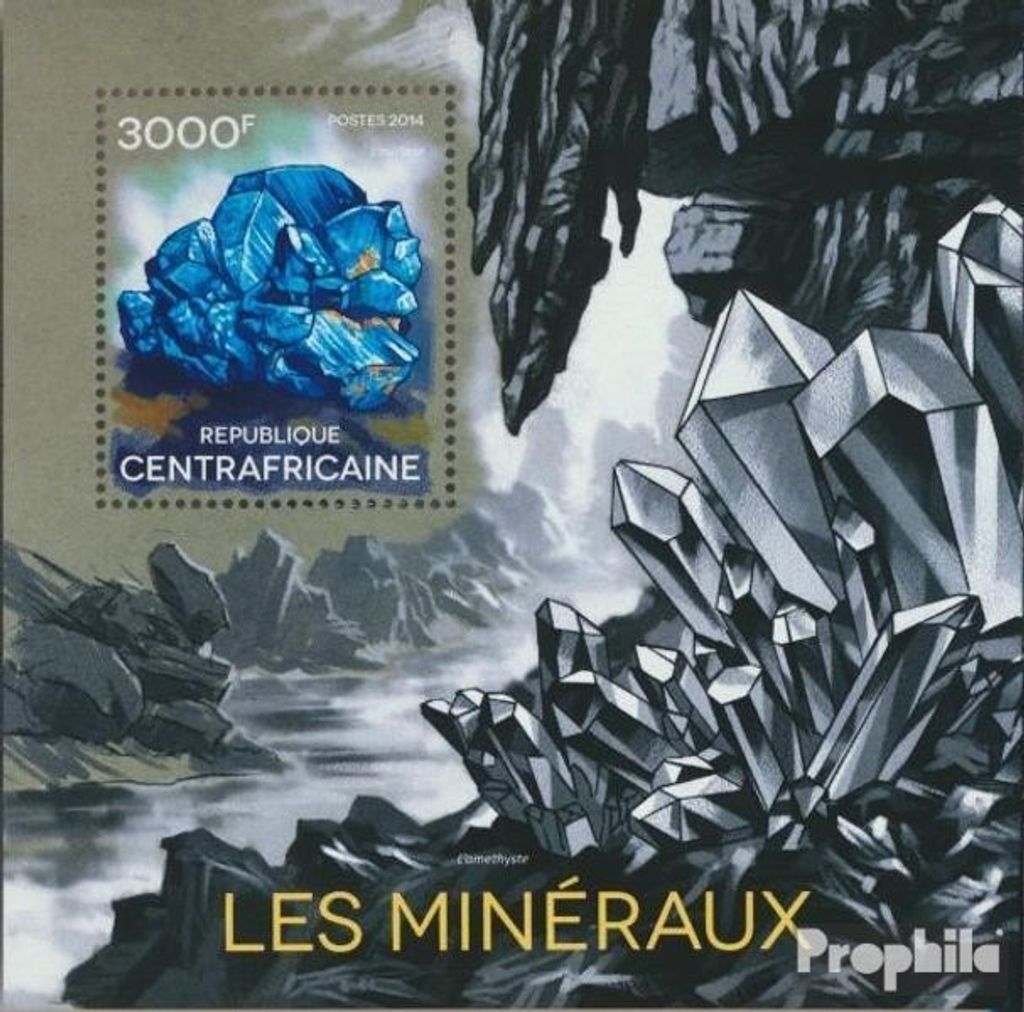 Briefmarken Zentralafrikanische Republik 2014 Mi Block 1174 (kompl. Ausgabe) postfrisch Mineralien
