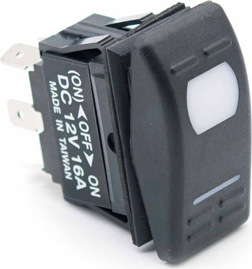 Kippschalter ON / OFF / M-ON 12 V LED, Kombischalter = 1 Kippschalter & 1x Kipptaster