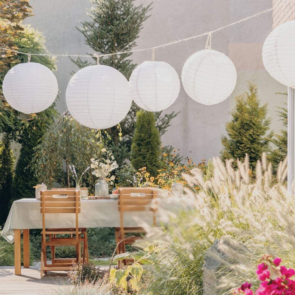 Solar Lampion weiß - Regenfeste Solarlampe - Hochzeit Fest Produktbild 4