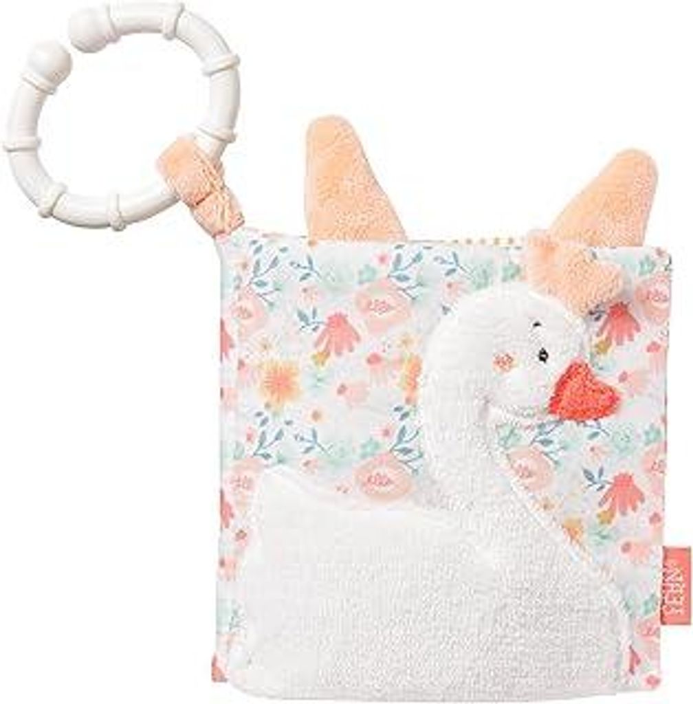 Fehn Soft Bilderbuch Schwanensee – Baby Fühlbuch aus Stoff mit Tier Motiven - Stoffbuch Spielzeug zum Aufhängen für Kinderwagen und Babyschale...