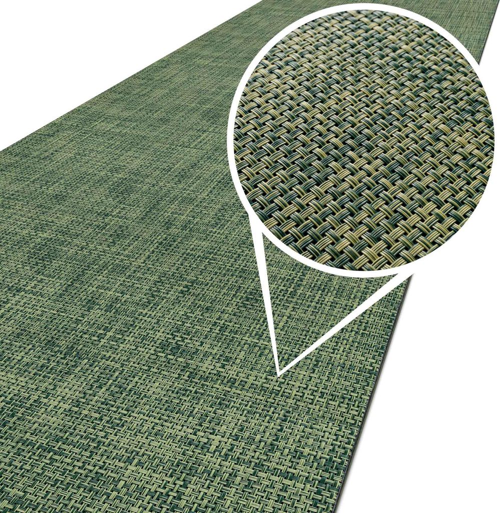 Outdoorläufer Teppich Läufermatte TATAMI Grün Rattan Robust Breite 50cm Länge 500cm