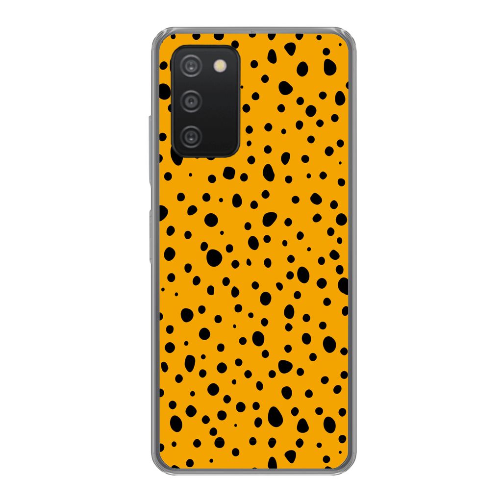 MuchoWow Handyhülle Schutzhülle Hülle für Samsung galaxy a73 Polka dots - Orange - Schwarz Silikon Softcase Handy Hülle - Handyhülle