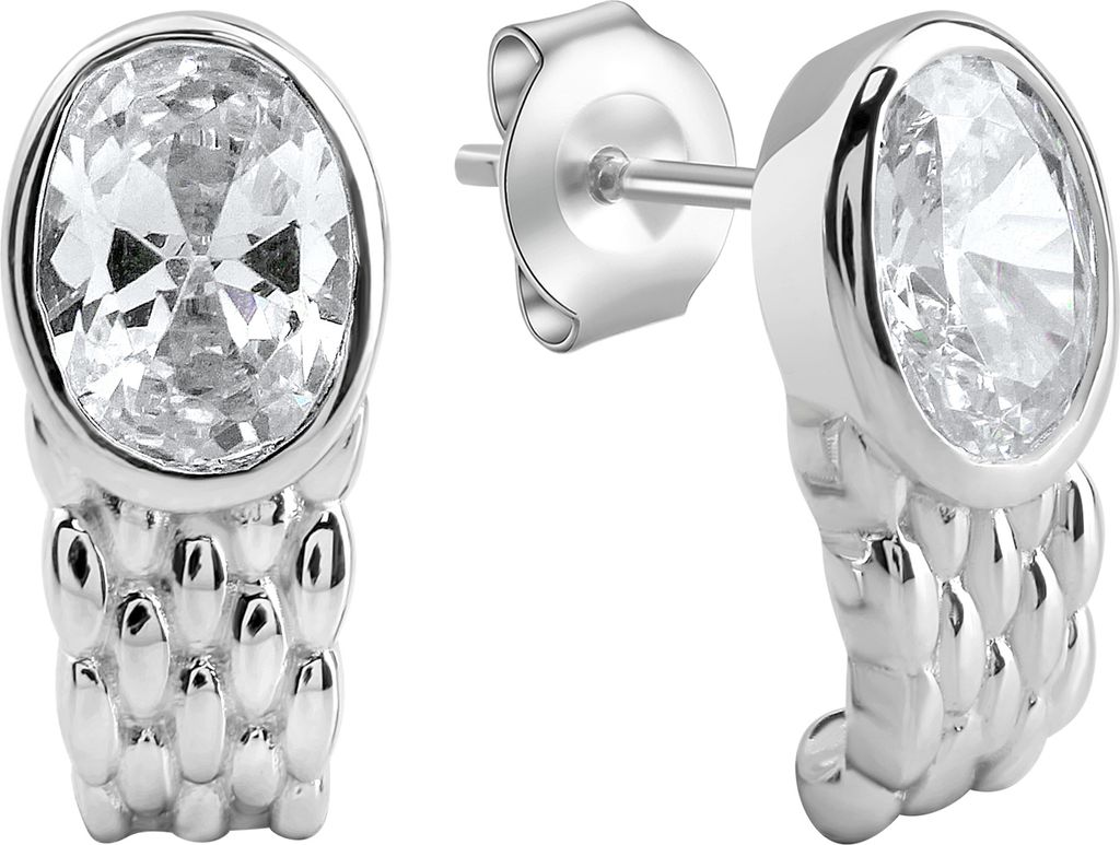 Zeeme Silber Ohrstecker 925/- Sterling Silber 1,7cm weiß Zirkonia 360221839