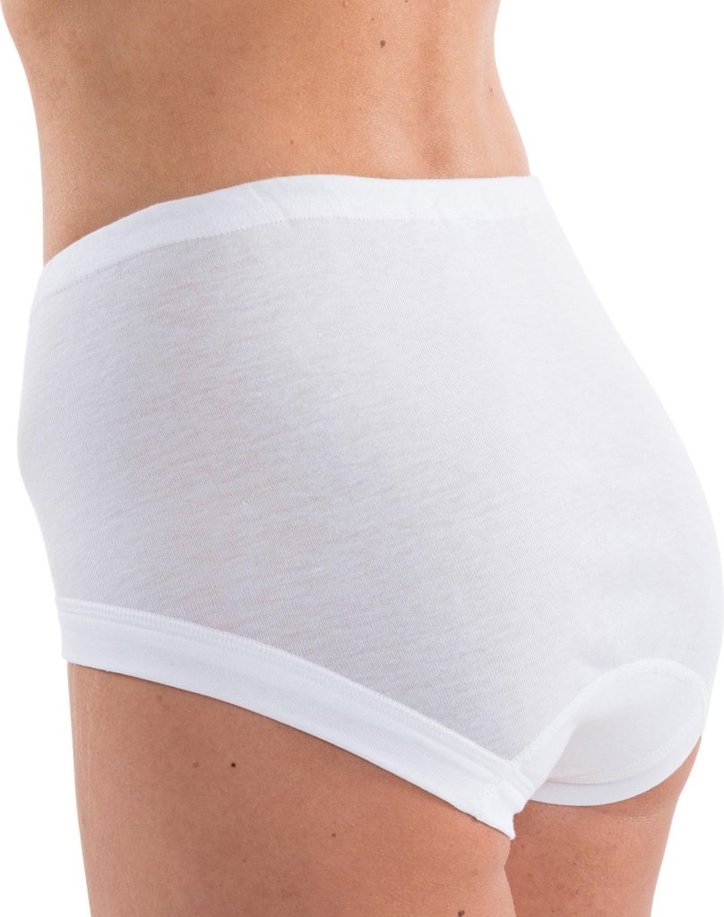 Damen Taillenslip aus Bio Baumwolle mit Tunnelzug Hoher Bund weiß hinten