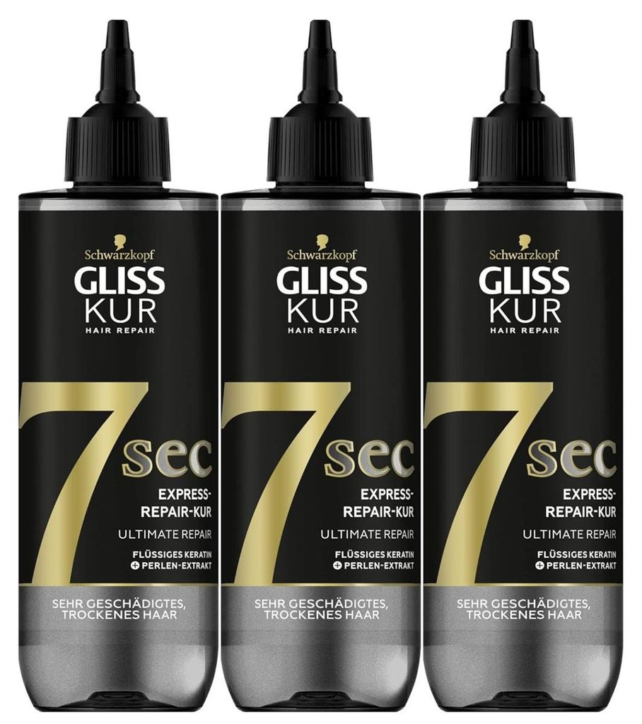3 x Schwarzkopf Gliss Kur 7 Sec Express Kur Ultimate Repair Produktbild 