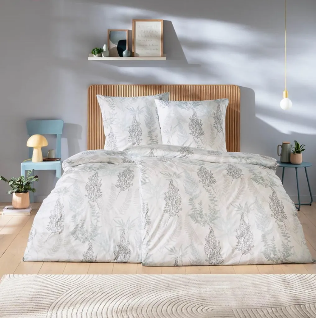 Parure de lit pour lit simple 135x200 cm Estella Hedi bleu glacier douce