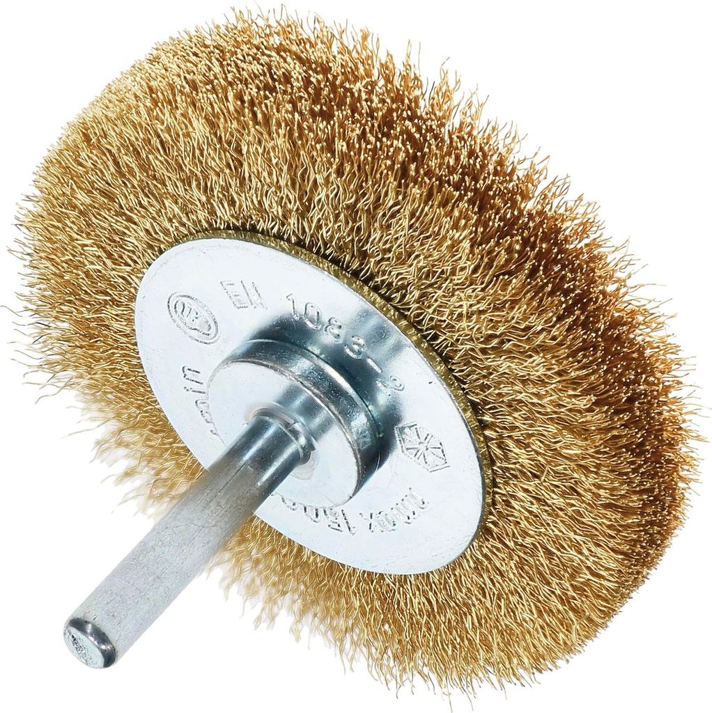 Osborn Drahtbürste für Bohrmaschine ø 70mm Drahtbürstenaufsatz für schwer zugängliche Stellen Rundbürste mit Schaft, Messing gewellt