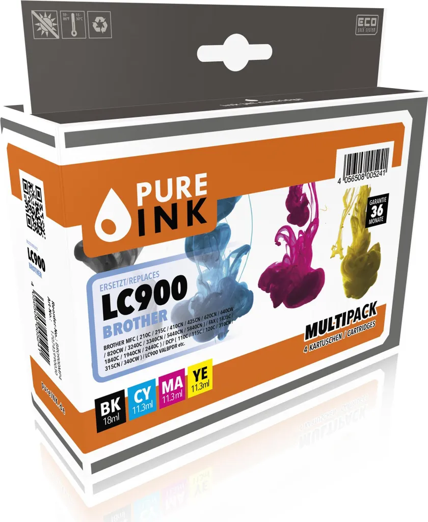 Lot de 4 Cartouches d'encre BR900MP4 compatibles CMYK pour Bureau