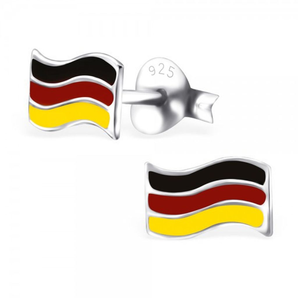 WM Ohrstecker: Flaggen Ohrringe Silber Fahne Fanartikel Schmuck Deutschland (Germany)