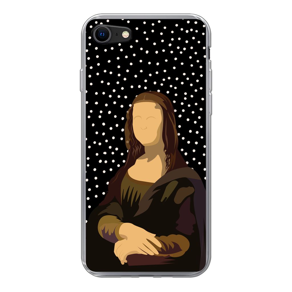 MuchoWow Handyhülle Schutzhülle Hülle für iPhone SE 2022 Leonardo da Vinci - Alte Meister - Dots - Schwarz Silikon Softcase Handy Hülle - Sc...
